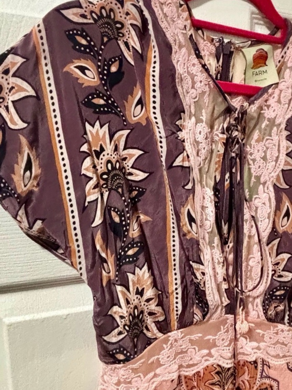 Farm Rio Glam Tapestry Laces Short-Sleeve Maxi Dress - Picture 3 of 6